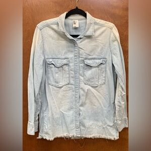 H&M denim frayed edge button down size 6